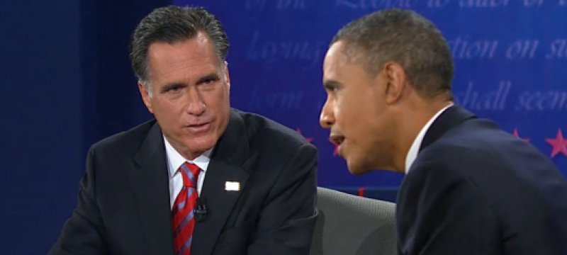 Obama und Romney beim letzten TV-Duell am 22.10.2012