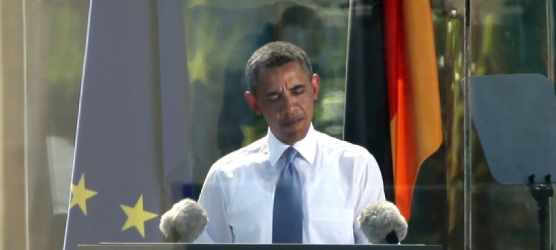 Barack Obama am 19.06.2013 vor dem Brandenburger Tor in Berlin