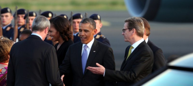 Barack Obama mit Guido Westerwelle und dem US-Botschafter Philip D. Murphy