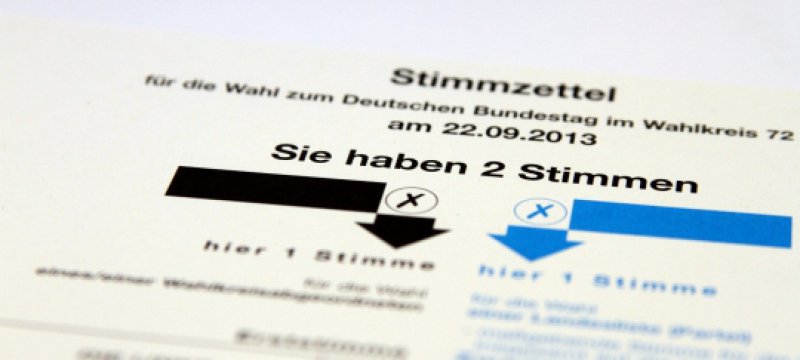 Stimmzettel für die Bundestagswahl am 22.09.2013