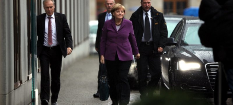 Angela Merkel vor Sondierungsgesprächen mit den Grünen am 10.10.13