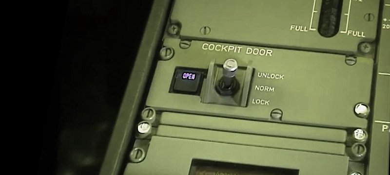 Schalter zum Öffnen der Cockpit-Tür in einem Airbus