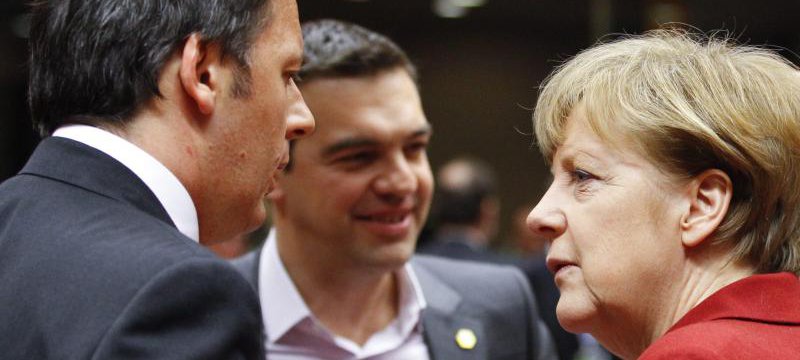Renzi, Merkel und Tsipras in Brüssel