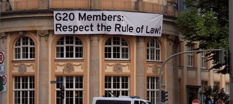 G20-Protestbanner in Hamburg