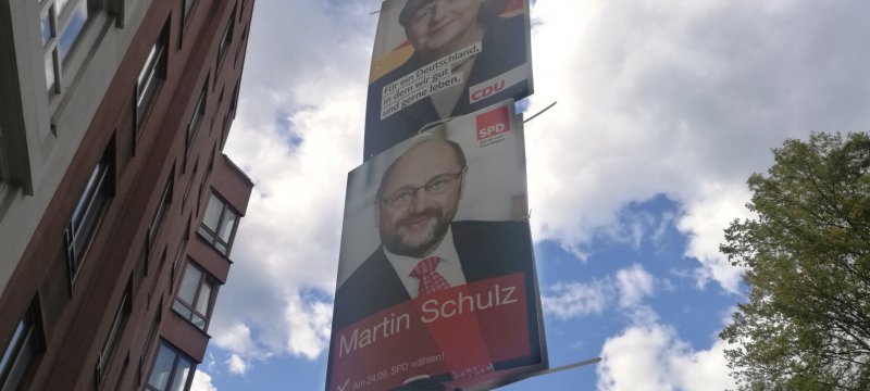 Wahlplakate von SPD und CDU