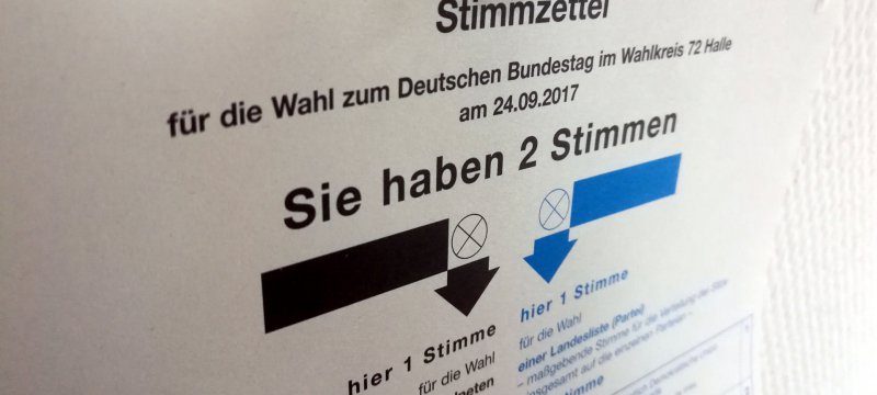 Stimmzettel für Bundestagswahl am 24.09.2017