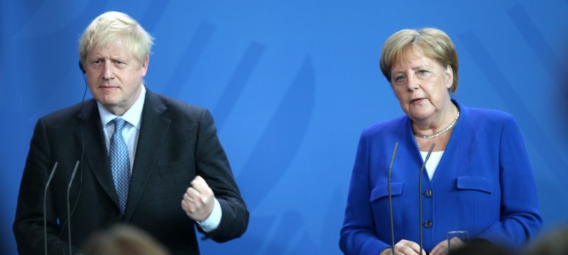 Boris Johnson und Angela Merkel am 21.08.2019