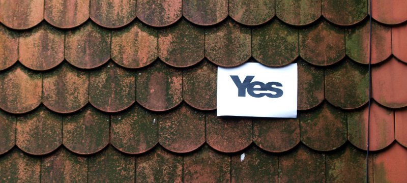"Yes-Plakat" zum Referendum in Schottland